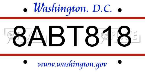 8ABT818 District Of Columbia License Plate