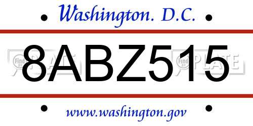 8ABZ515 District Of Columbia License Plate