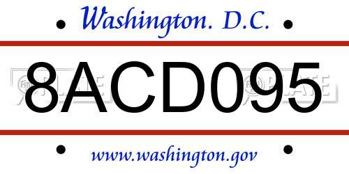 8ACD095 District Of Columbia License Plate