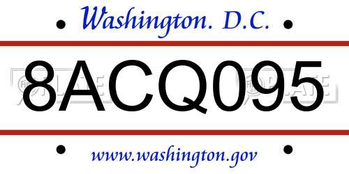 8ACQ095 District Of Columbia License Plate