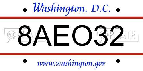8AEO32 District Of Columbia License Plate