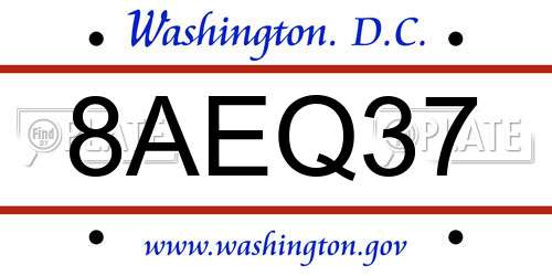 8AEQ37 District Of Columbia License Plate