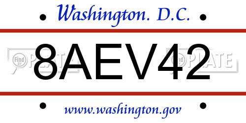 8AEV42 District Of Columbia License Plate