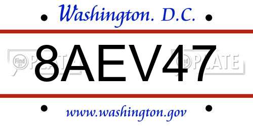 8AEV47 District Of Columbia License Plate