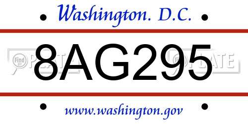 8AG295 District Of Columbia License Plate