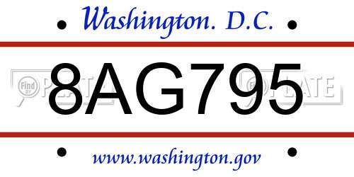 8AG795 District Of Columbia License Plate