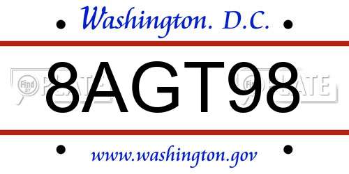 8AGT98 District Of Columbia License Plate