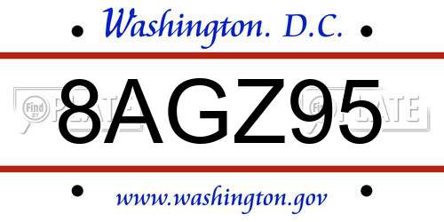 8AGZ95 District Of Columbia License Plate