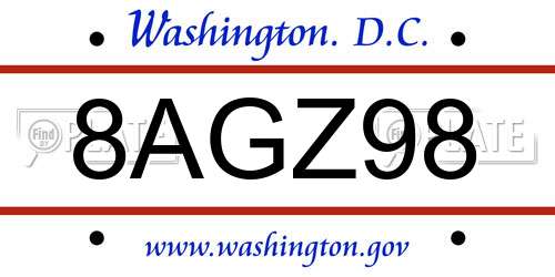 8AGZ98 District Of Columbia License Plate