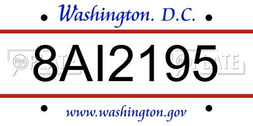 8AI2195 District Of Columbia License Plate