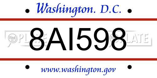 8AI598 District Of Columbia License Plate