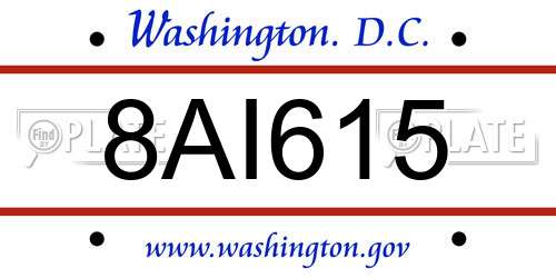 8AI615 District Of Columbia License Plate