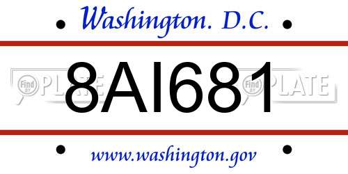 8AI681 District Of Columbia License Plate