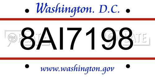 8AI7198 District Of Columbia License Plate
