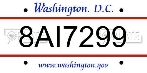8AI7299 District Of Columbia License Plate