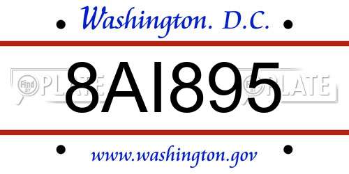 8AI895 District Of Columbia License Plate