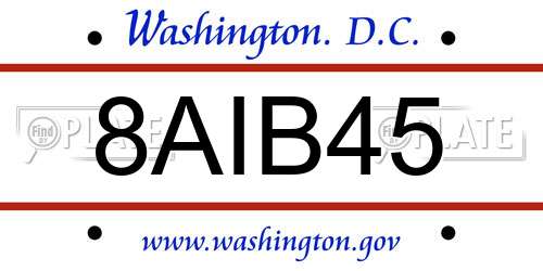 8AIB45 District Of Columbia License Plate