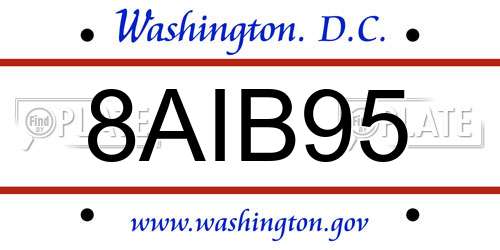 8AIB95 District Of Columbia License Plate