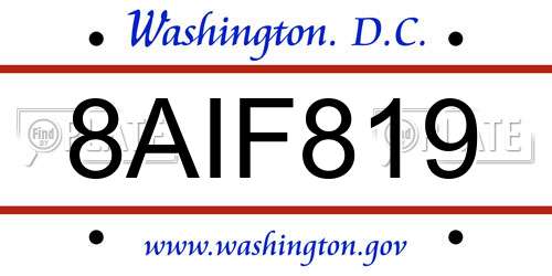 8AIF819 District Of Columbia License Plate
