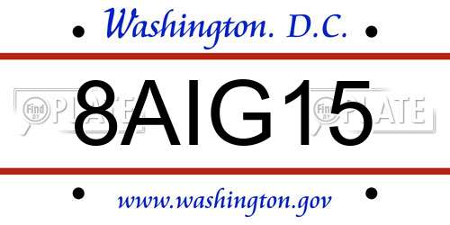 8AIG15 District Of Columbia License Plate
