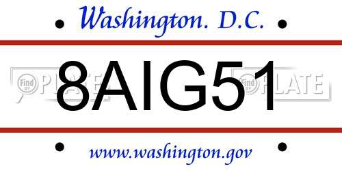 8AIG51 District Of Columbia License Plate