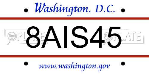 8AIS45 District Of Columbia License Plate