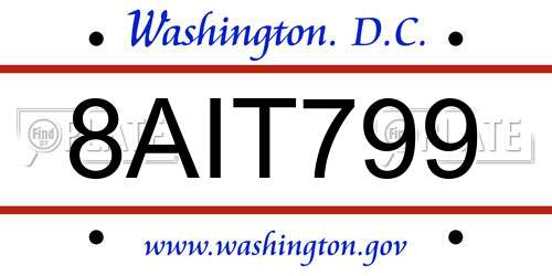 8AIT799 District Of Columbia License Plate