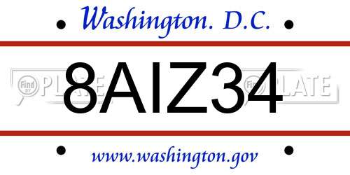 8AIZ34 District Of Columbia License Plate