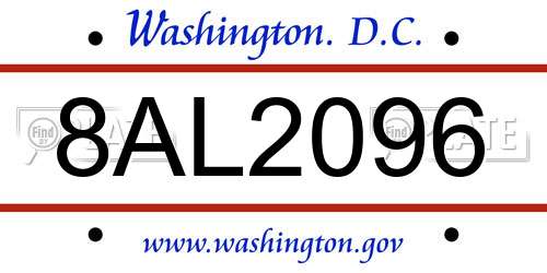8AL2096 District Of Columbia License Plate
