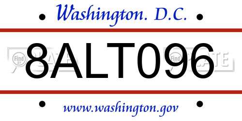 8ALT096 District Of Columbia License Plate