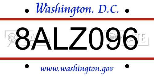 8ALZ096 District Of Columbia License Plate