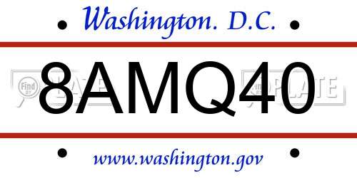 8AMQ40 District Of Columbia License Plate