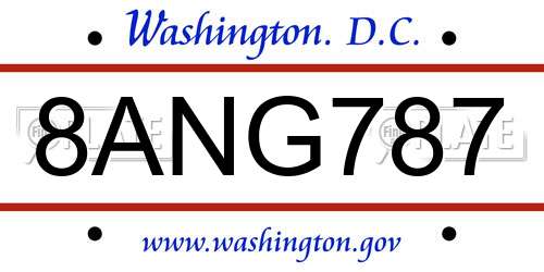 8ANG787 District Of Columbia License Plate