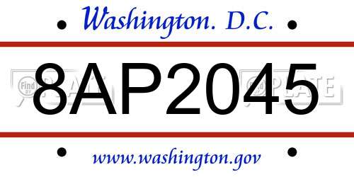 8AP2045 District Of Columbia License Plate