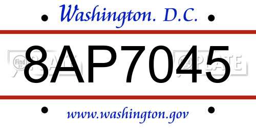 8AP7045 District Of Columbia License Plate