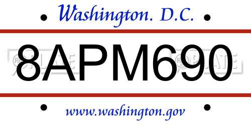8APM690 District Of Columbia License Plate