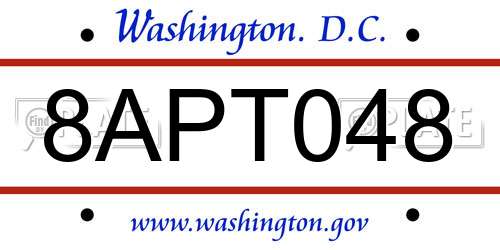 8APT048 District Of Columbia License Plate