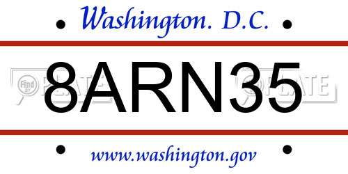 8ARN35 District Of Columbia License Plate