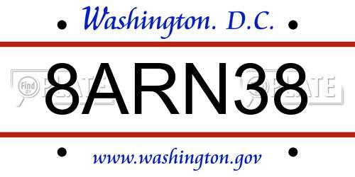 8ARN38 District Of Columbia License Plate
