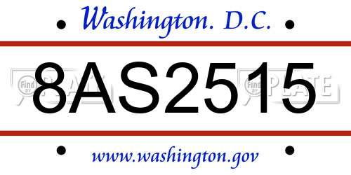 8AS2515 District Of Columbia License Plate