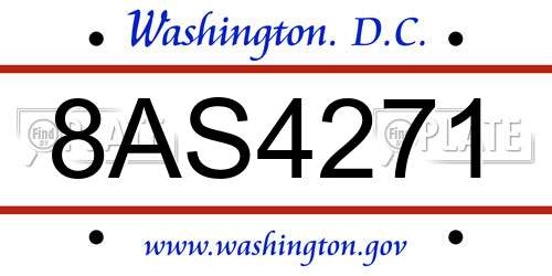8AS4271 District Of Columbia License Plate
