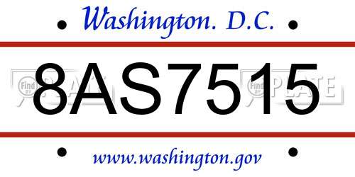 8AS7515 District Of Columbia License Plate
