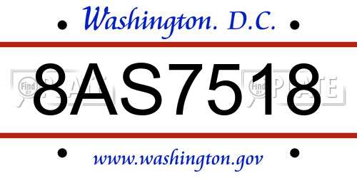 8AS7518 District Of Columbia License Plate