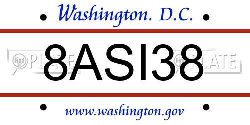 8ASI38 District Of Columbia License Plate