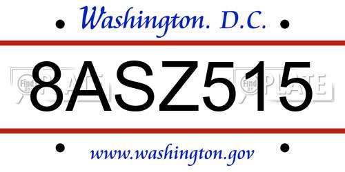 8ASZ515 District Of Columbia License Plate