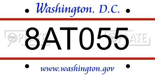 8AT055 District Of Columbia License Plate
