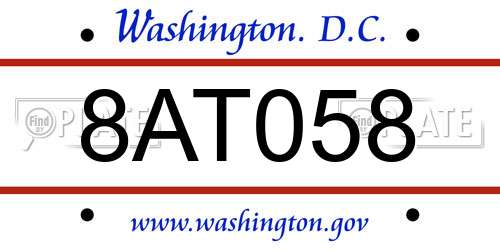 8AT058 District Of Columbia License Plate