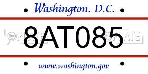 8AT085 District Of Columbia License Plate