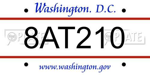 8AT210 District Of Columbia License Plate