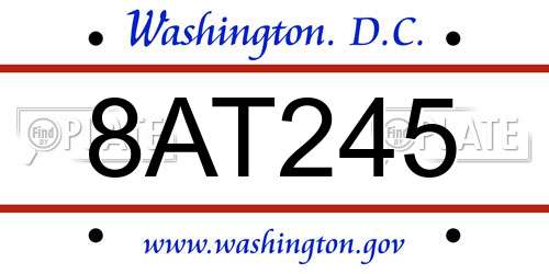 8AT245 District Of Columbia License Plate